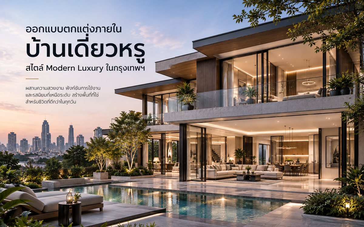 ออกแบบตกแต่งภายในบ้านเดี่ยวหรู สไตล์ Modern Luxury ในกรุงเทพฯ