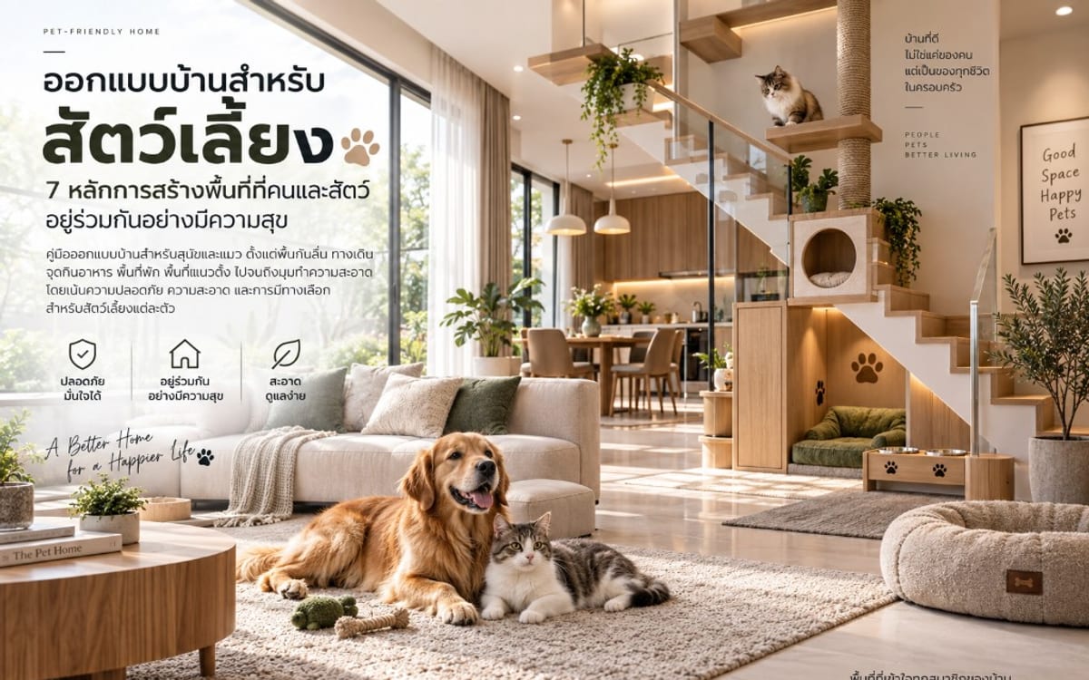 ออกแบบบ้านสำหรับสัตว์เลี้ยง: 7 หลักการสร้างพื้นที่ที่คนและสัตว์อยู่ร่วมกันอย่างมีความสุข